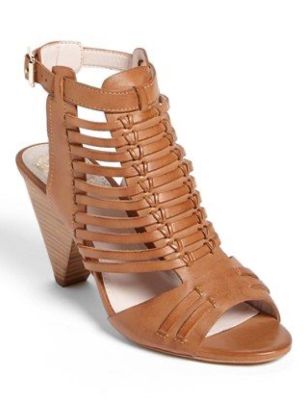 Vince Camuto Brown Strappy Peep-Toe Wedge Heel Sandals 6.5